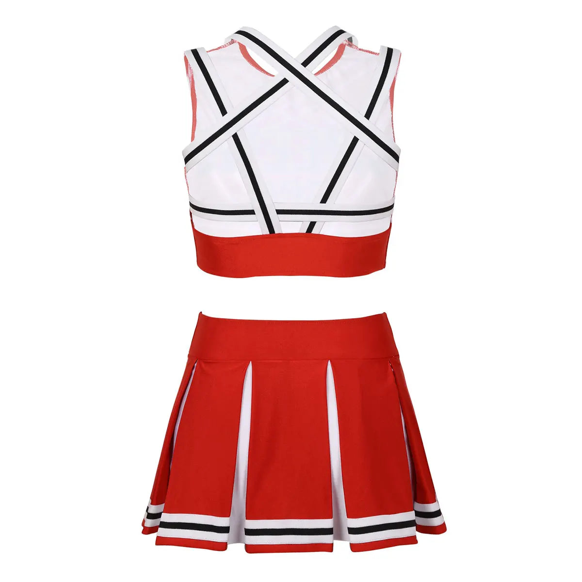 Women’s Cheerleader Cosplay Set – Pentagram Back Crop Top & Mini Pleated Skirt
