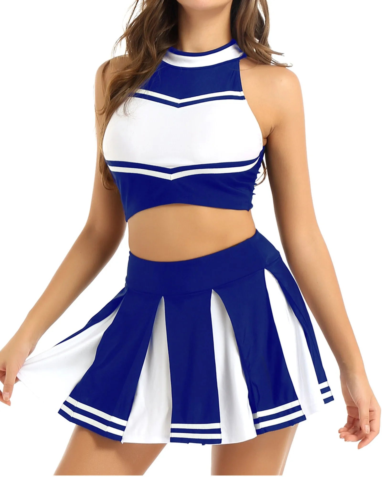 Women’s Cheerleading Costume – School Girl Carnival Cosplay with Crop Top & Mini Skirt