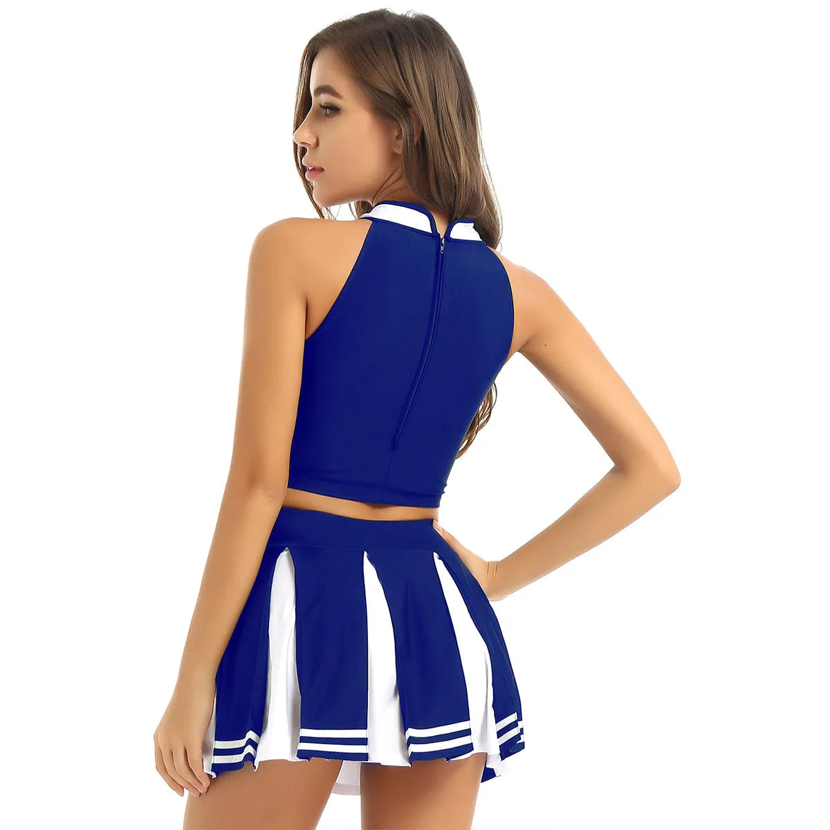 Women’s Cheerleading Costume – School Girl Carnival Cosplay with Crop Top & Mini Skirt