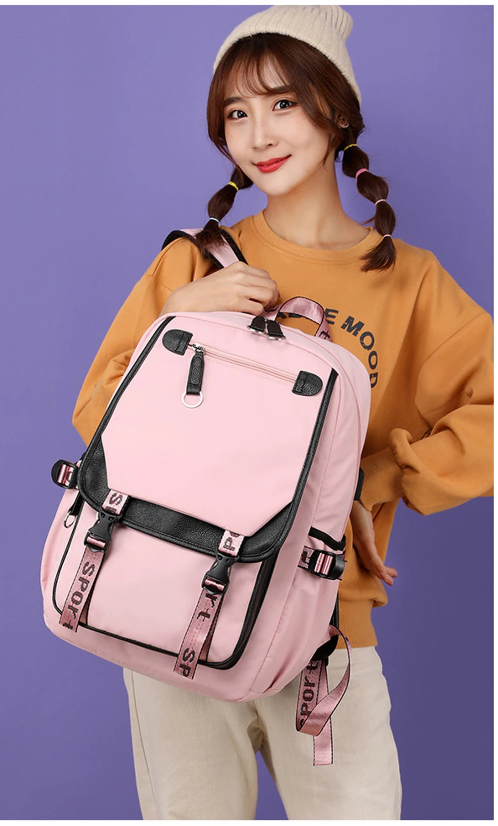 Watercolor Gymnastics School Backpack – Pink Bag for Girls, Teens & Kids