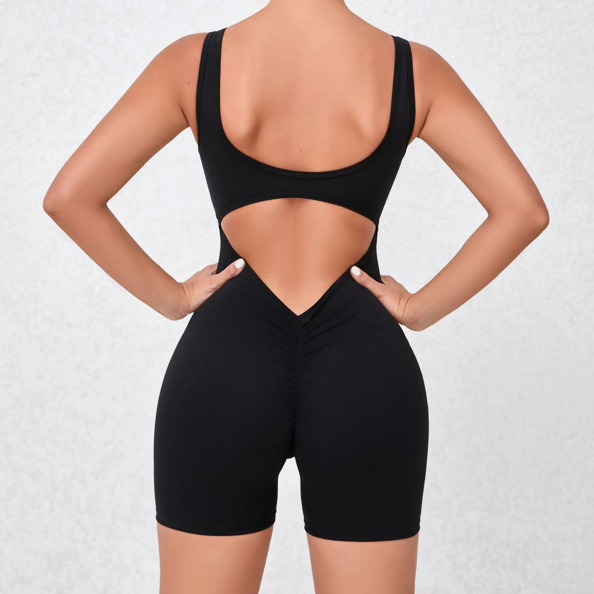 Women’s Backless Yoga Jumpsuit – One-Piece Bodycon Workout Romper