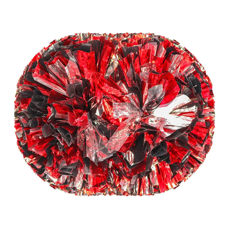 Colorful Handle Cheerleading Pom Poms – Big Silver, Red, Yellow & Blue Dance Balls for Kids & Women