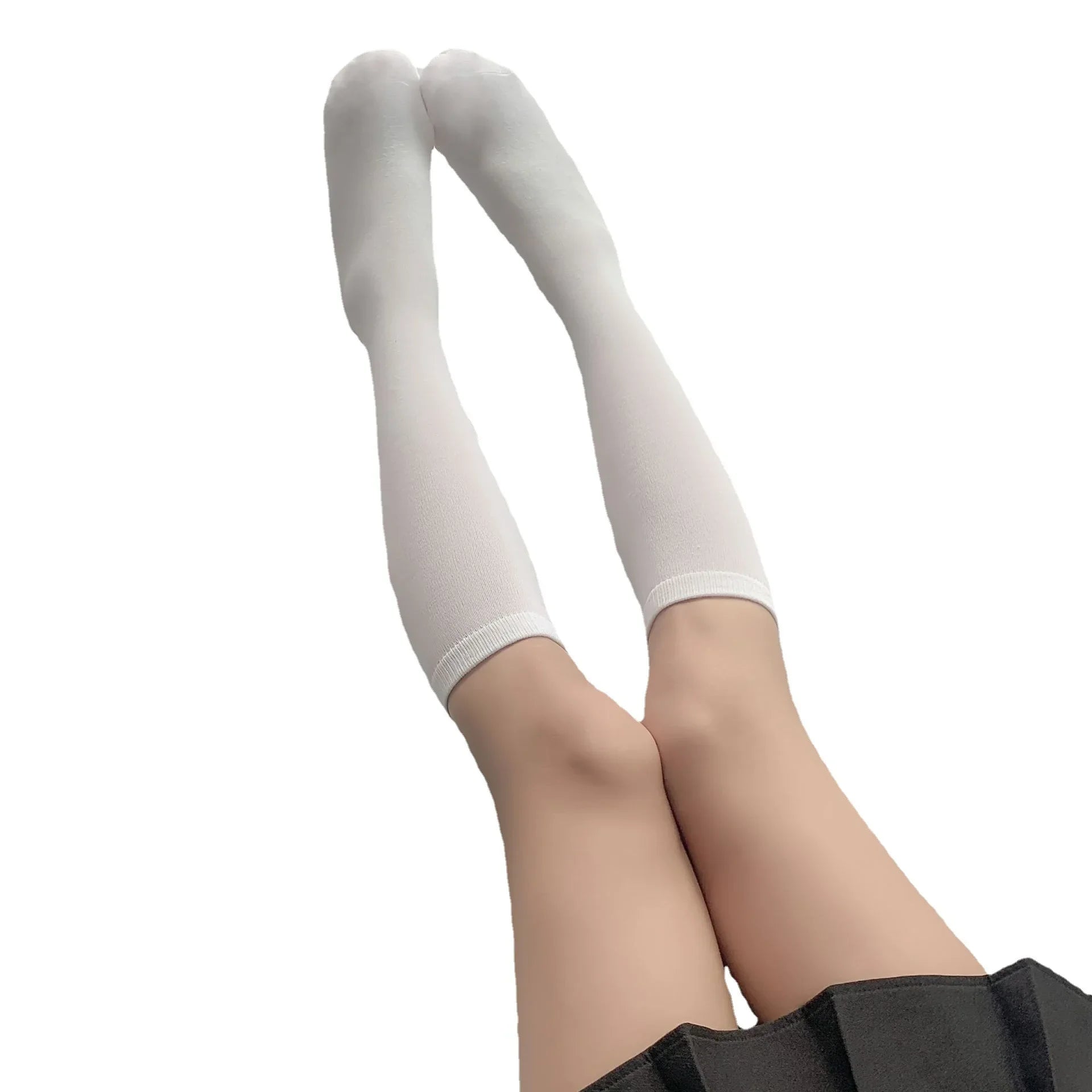 Japanese School Style White Cotton Calf Socks – Mid-Tube for Students & Cheerleading