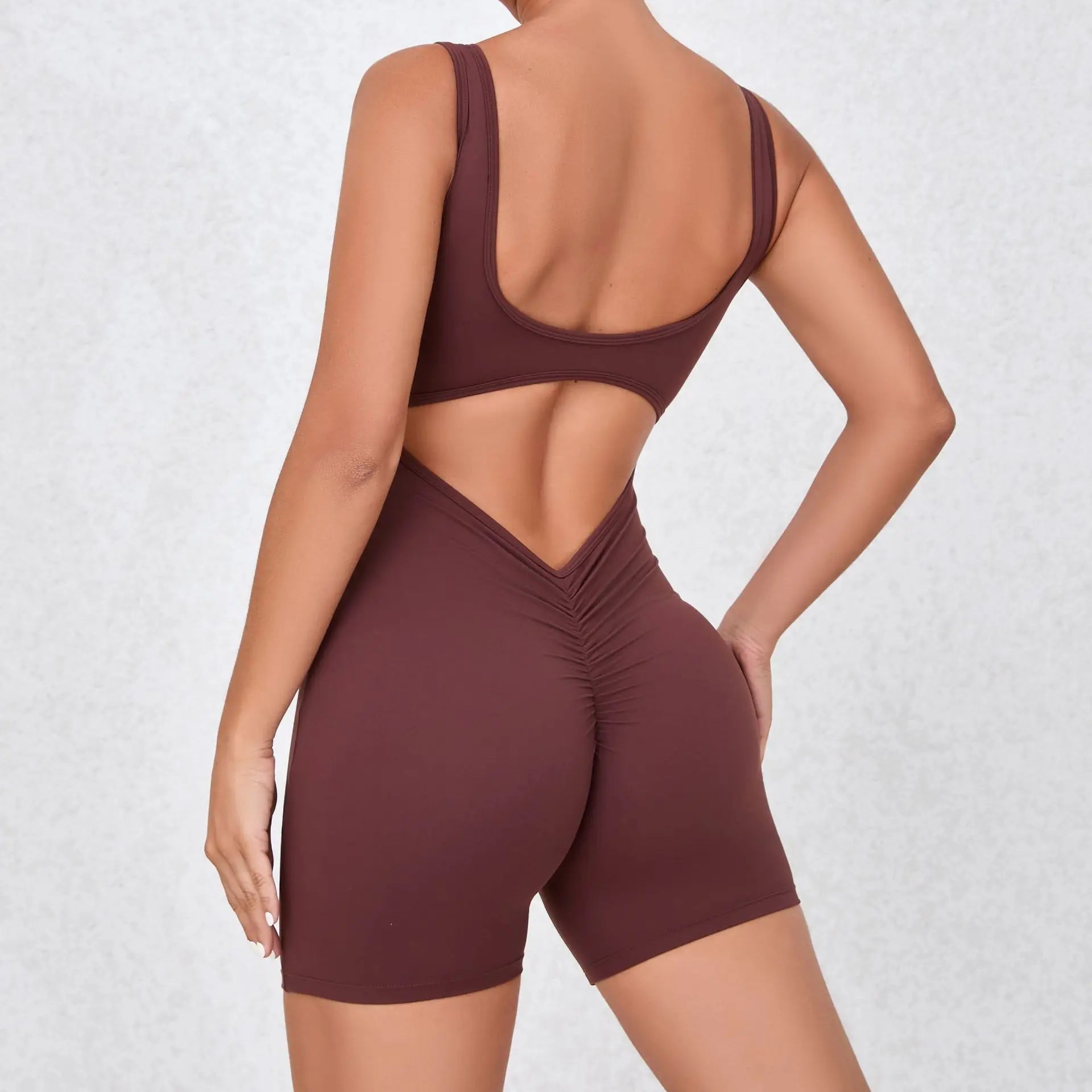 Women’s Backless Yoga Jumpsuit – One-Piece Bodycon Workout Romper