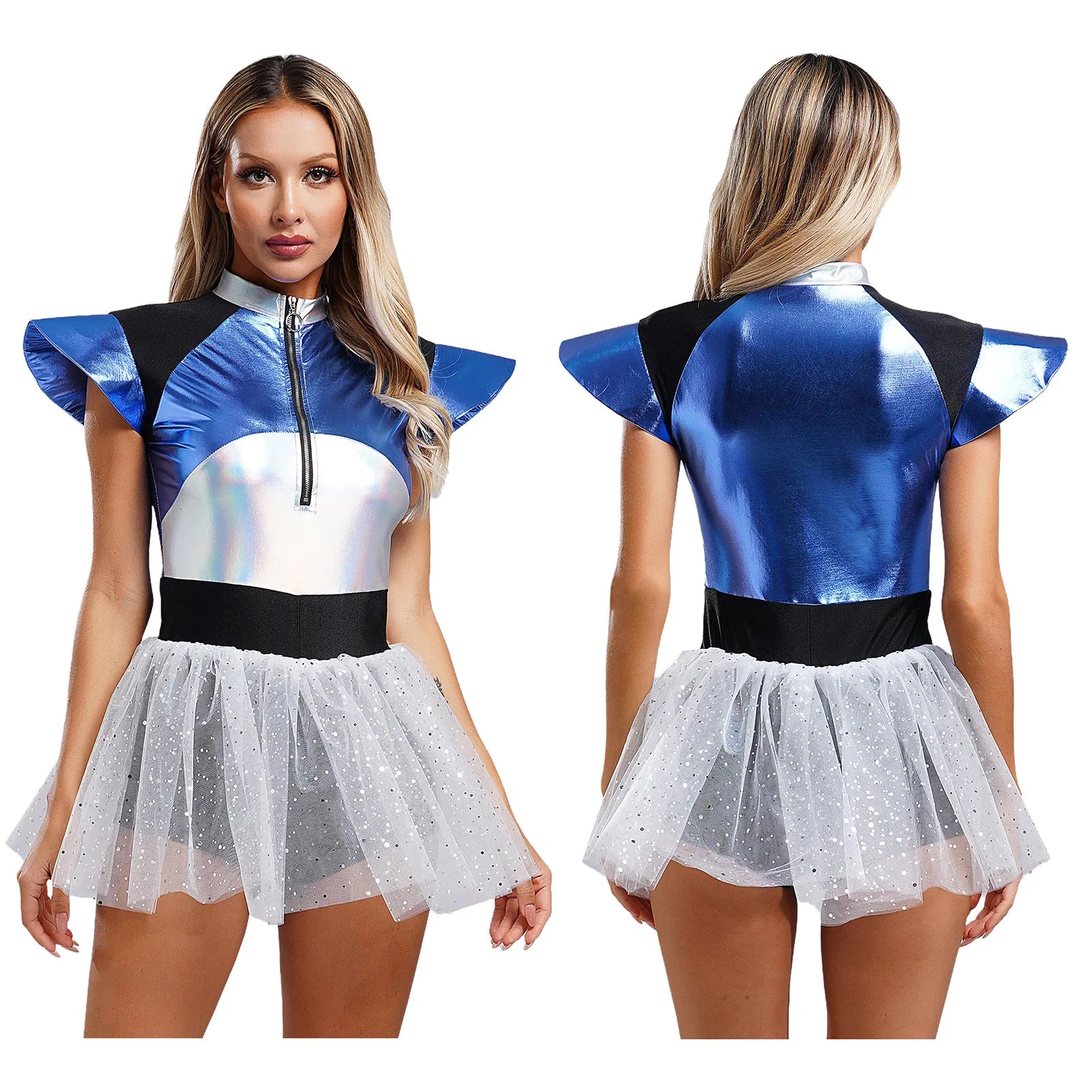 Adult Silver Astronaut Costume – Women’s Alien Tutu Dress & Jumpsuit for Halloween