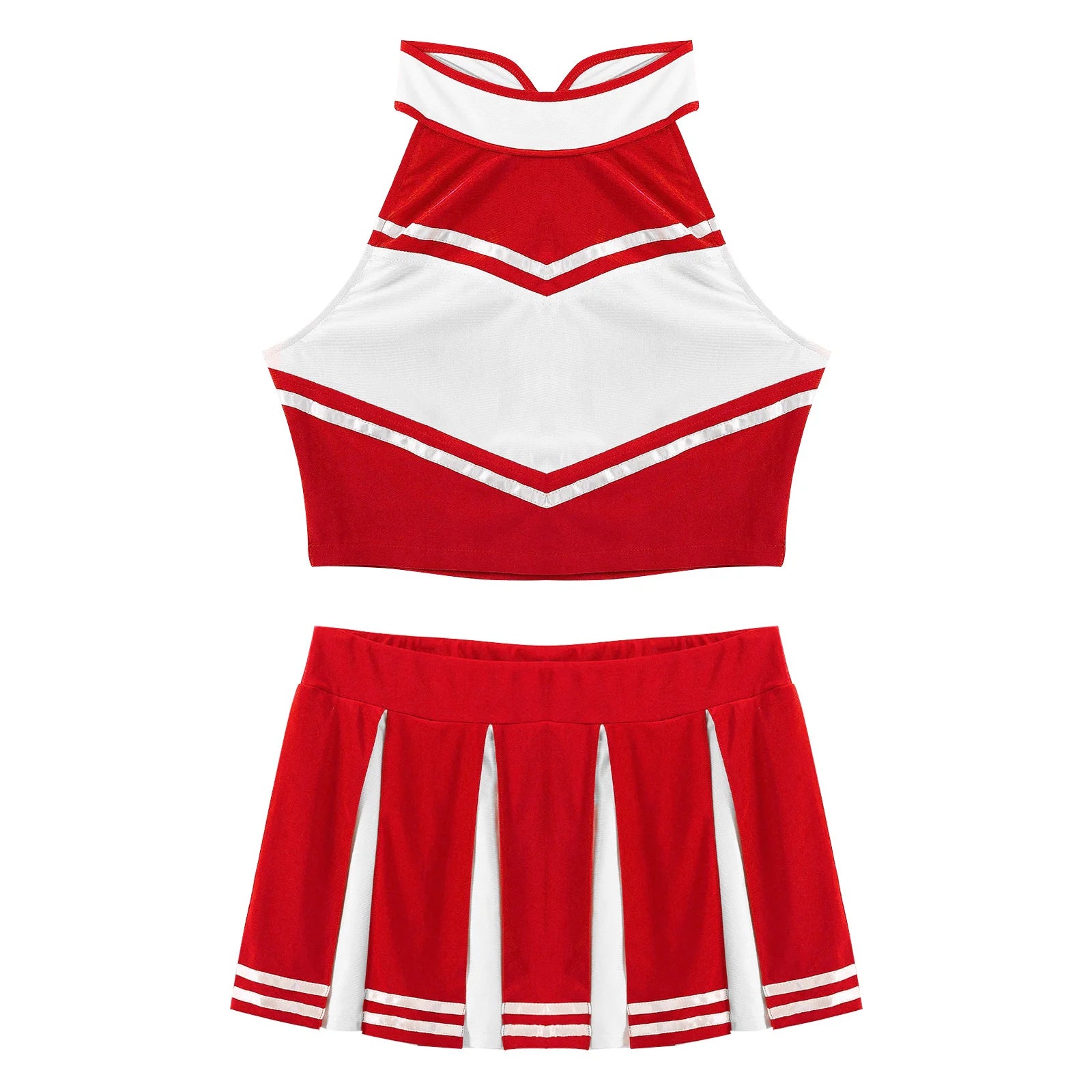 Women’s Adult Cheerleader Costume – Athletic Crop Top & Mini Pleated Skirt Set