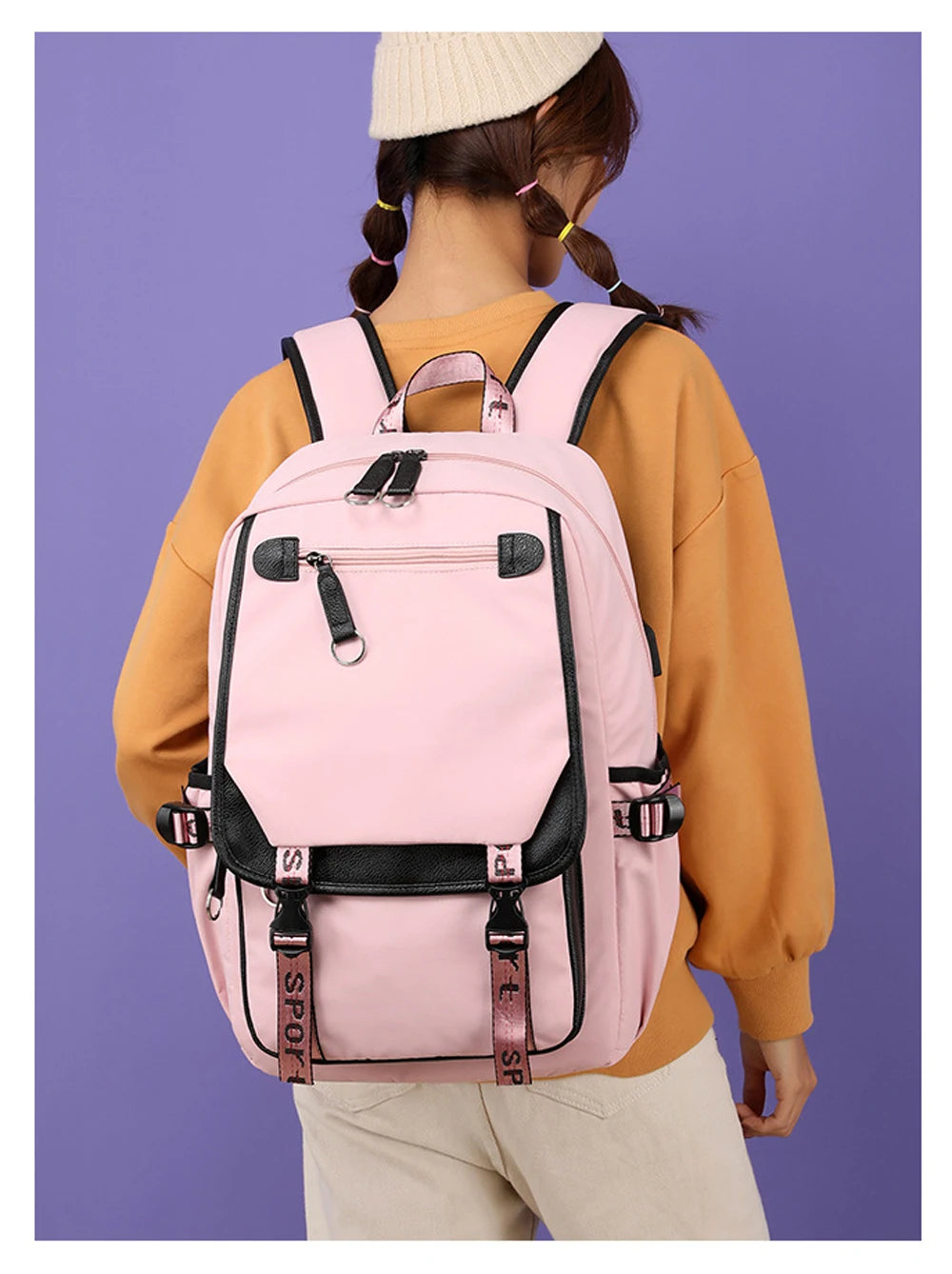 Watercolor Gymnastics School Backpack – Pink Bag for Girls, Teens & Kids