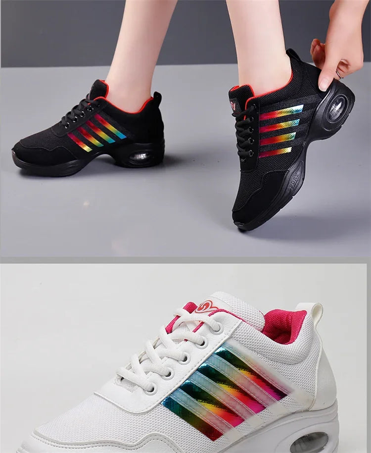 Summer Mesh Dance Shoes – Women’s Square Fitness & Running Sneakers