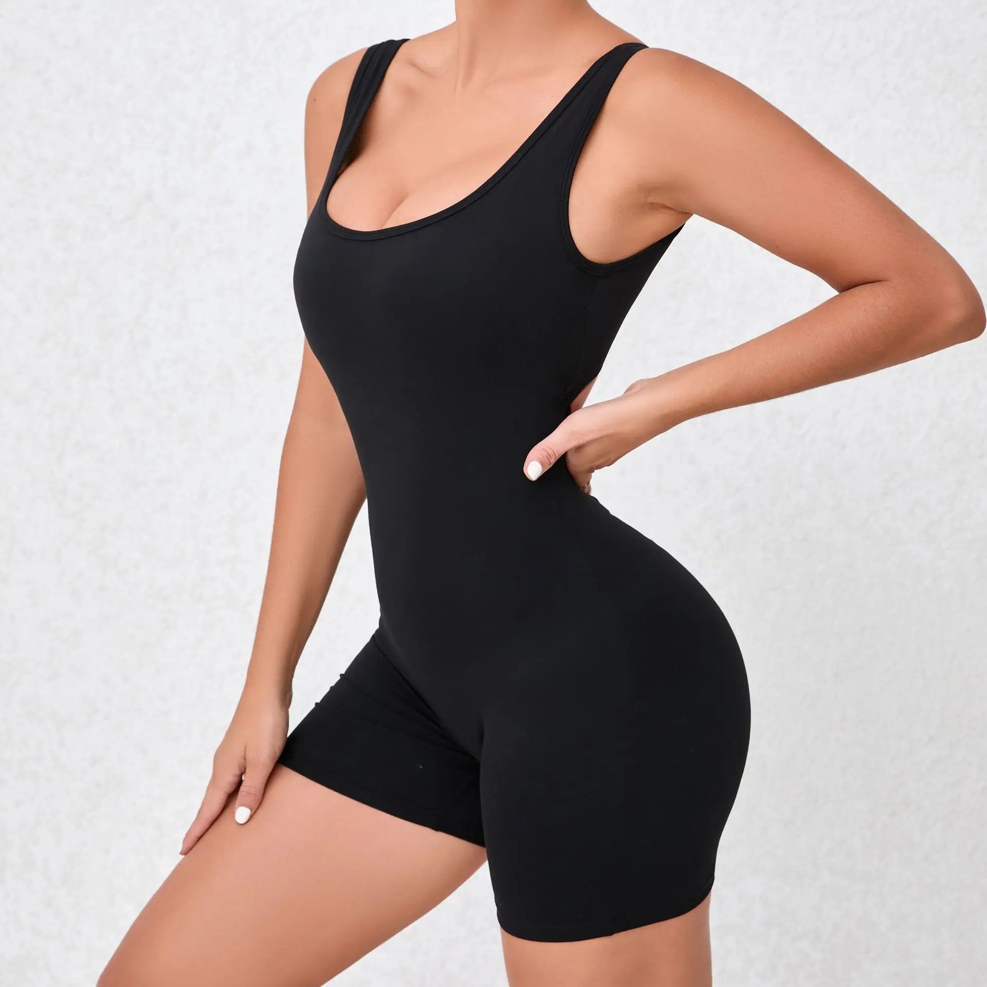 Women’s Backless Yoga Jumpsuit – One-Piece Bodycon Workout Romper