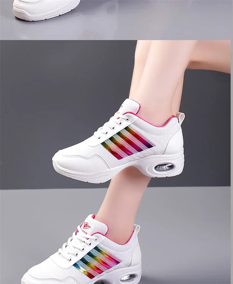 Summer Mesh Dance Shoes – Women’s Square Fitness & Running Sneakers