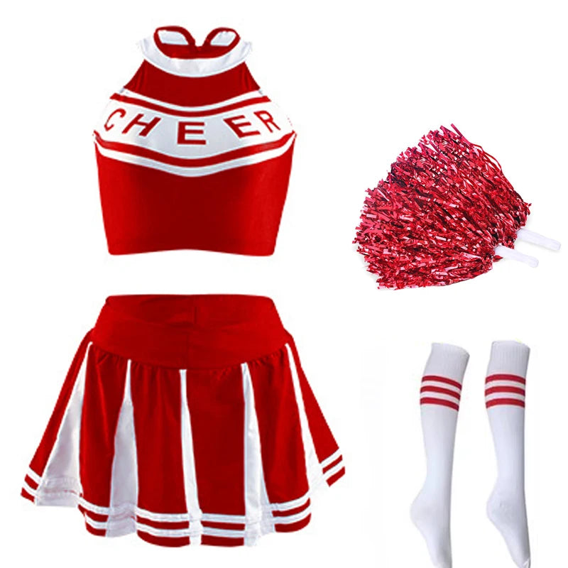 Classic High School Cheerleader Costume – Athletic Cosplay & Party Dress