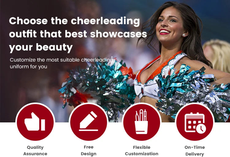 Tilpassede langermede cheerleader-uniformer for ungdom – svart og rødt i amerikansk konkurransestil