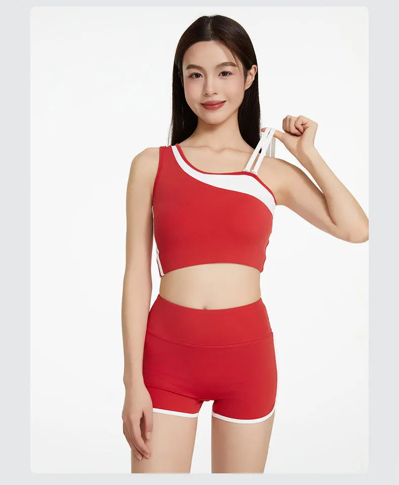 VigoBreviya 2025 Women's One-Shoulder Yoga Set – 2-Piece Quick-Dry Fitness Outfit
