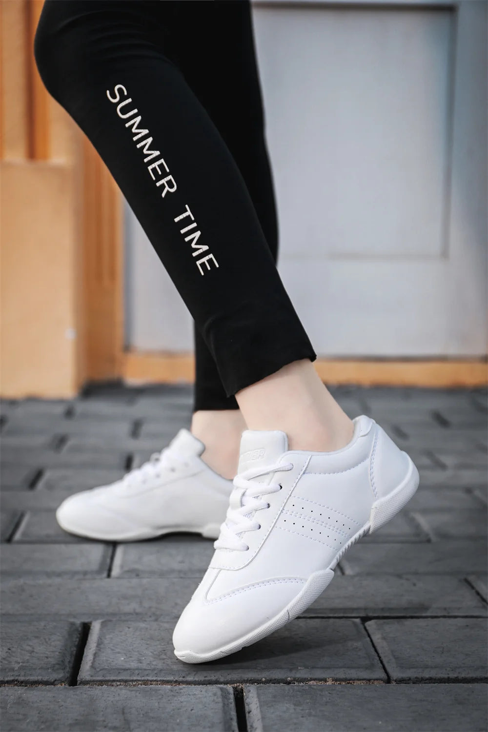 BAXINIER Youth Girls White Cheerleading Athletic Training Sneakers – Lightweight & Competition Ready