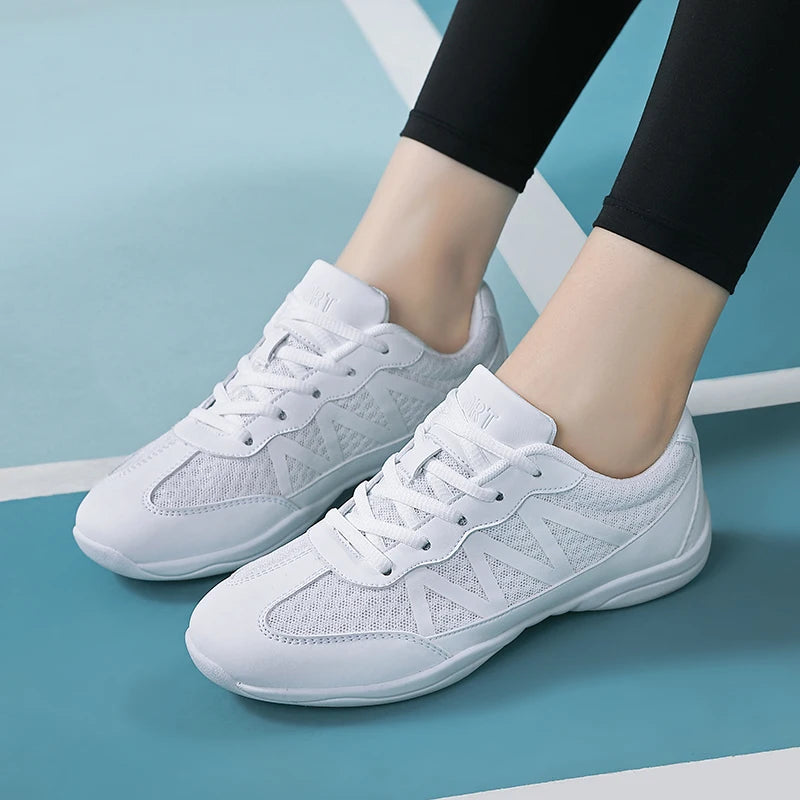 New Cheerleading & Dance Shoes – Kids & Women’s Competitive Aerobics White Jazz Sneakers