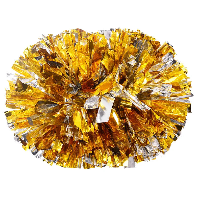 Colorful Handle Cheerleading Pom Poms – Big Silver, Red, Yellow & Blue Dance Balls for Kids & Women