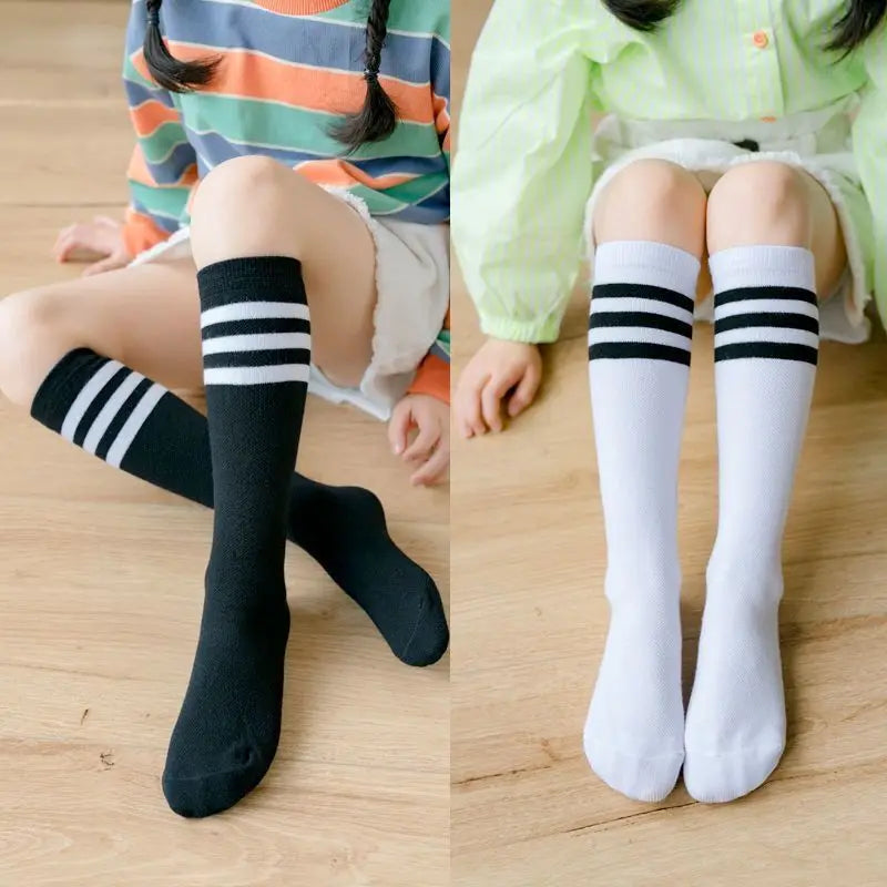 Black & White Striped Socks – Breathable Jazz, Cheer & School Uniform Socks for Girls