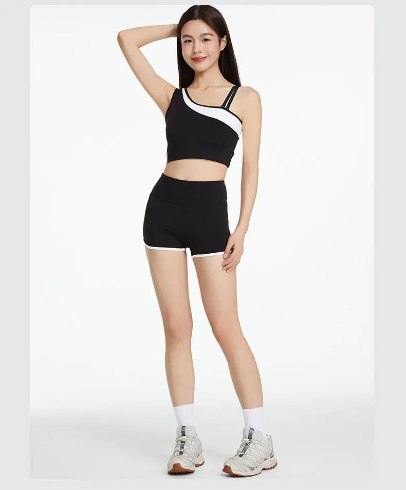 VigoBreviya 2025 Women's One-Shoulder Yoga Set – 2-Piece Quick-Dry Fitness Outfit