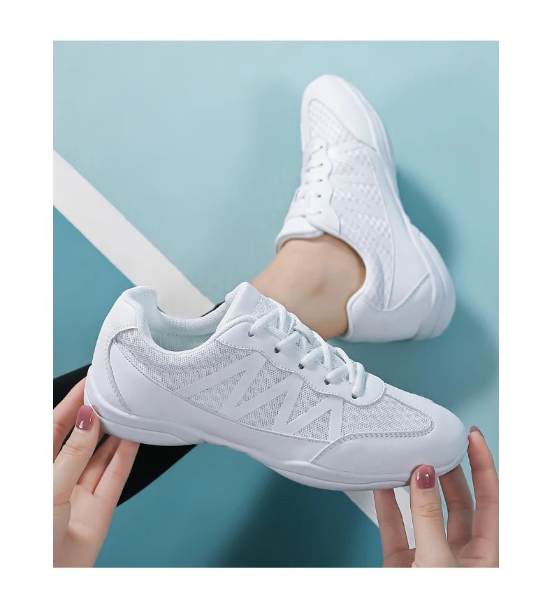 New Cheerleading & Dance Shoes – Kids & Women’s Competitive Aerobics White Jazz Sneakers