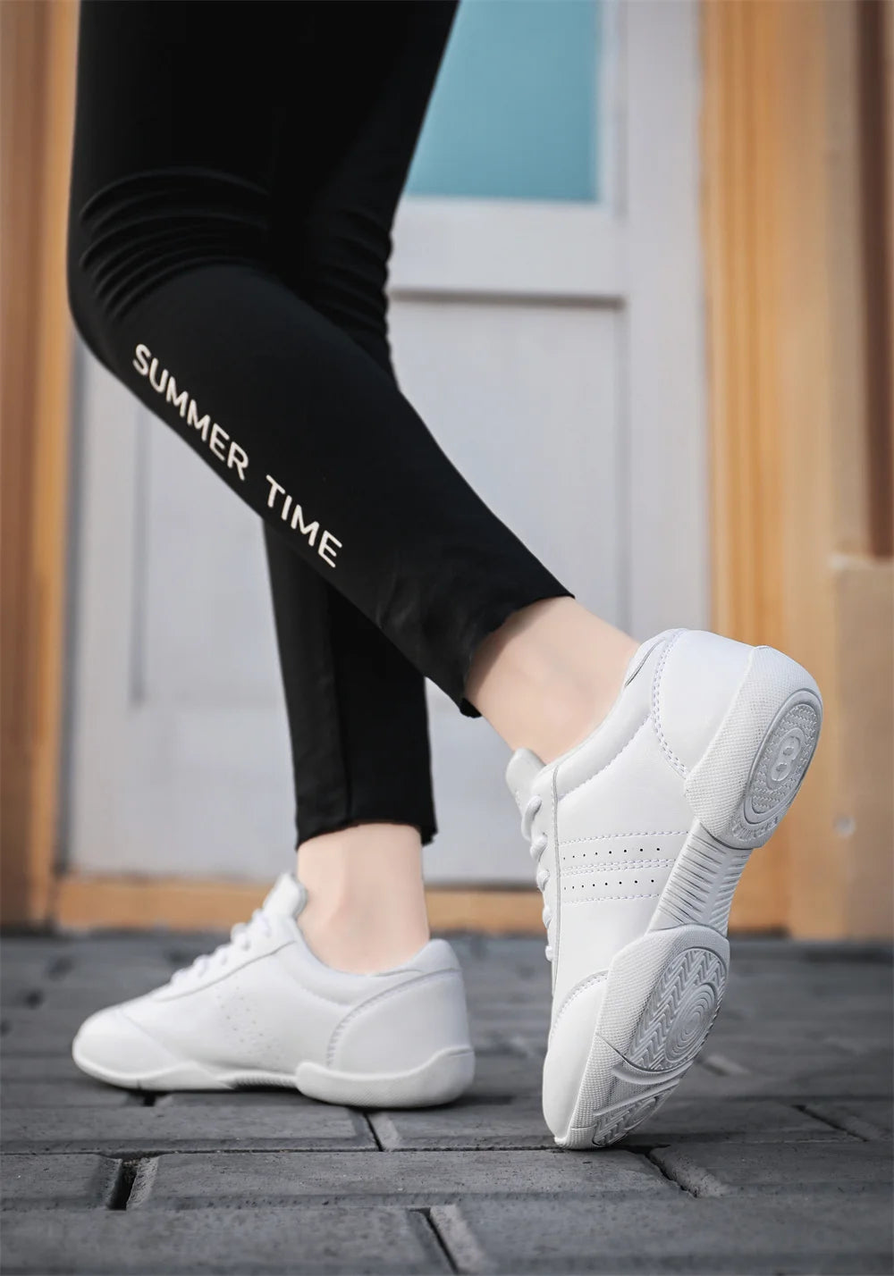 BAXINIER Youth Girls White Cheerleading Athletic Training Sneakers – Lightweight & Competition Ready