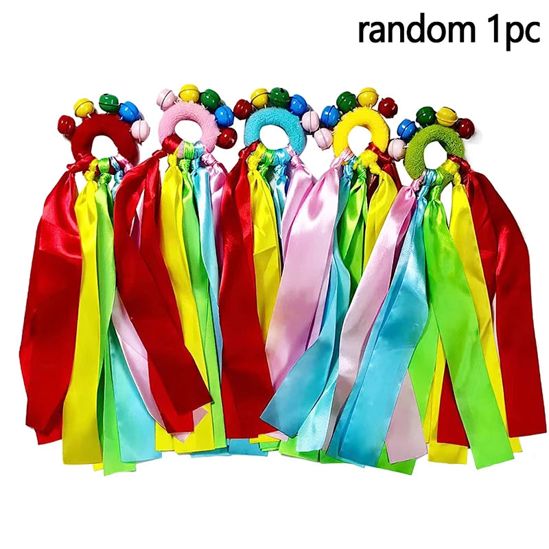 1Pc Cheerleading Wrist Pompom – Elastic Dance & Sports Ribbon Bracelet