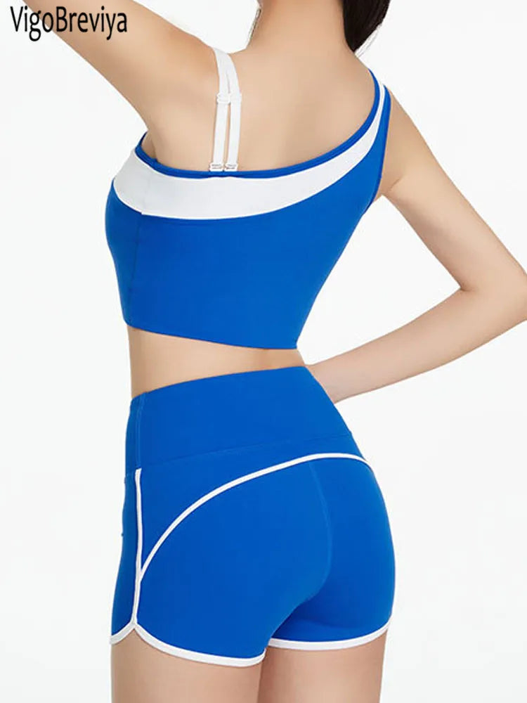 VigoBreviya 2025 Women's One-Shoulder Yoga Set – 2-Piece Quick-Dry Fitness Outfit