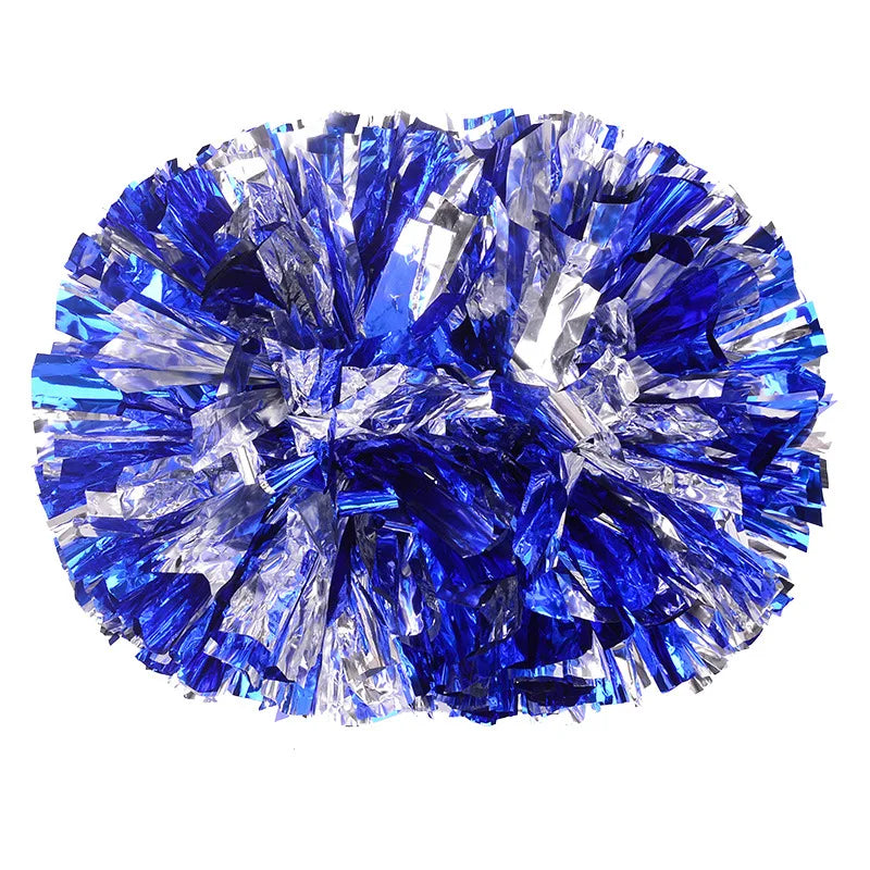 Colorful Handle Cheerleading Pom Poms – Big Silver, Red, Yellow & Blue Dance Balls for Kids & Women