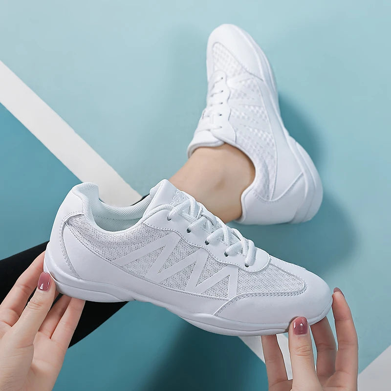 New Cheerleading & Dance Shoes – Kids & Women’s Competitive Aerobics White Jazz Sneakers