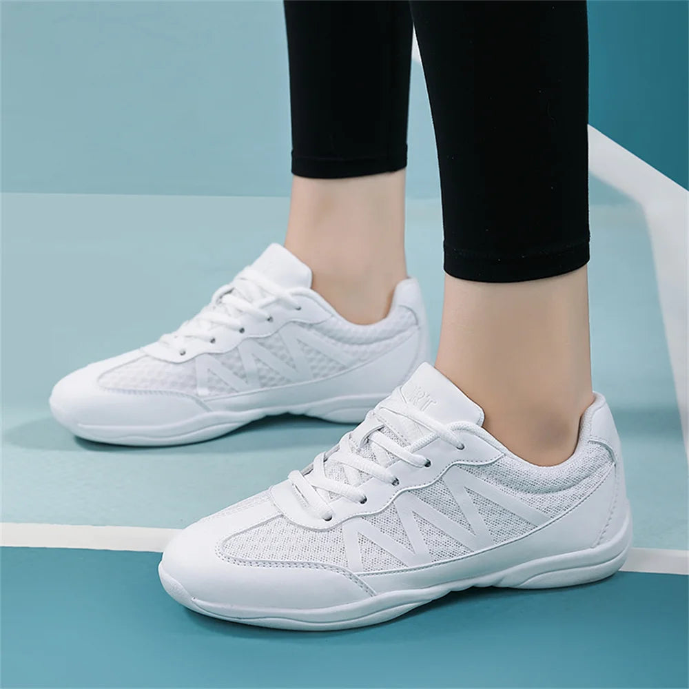 BAXINIER Girls White Cheer Shoes Trainers  Breathable Training Dance Tennis Shoes Lightweight Youth Cheer Competition Sneakers