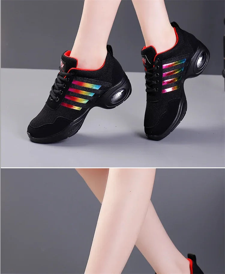 Summer Mesh Dance Shoes – Women’s Square Fitness & Running Sneakers