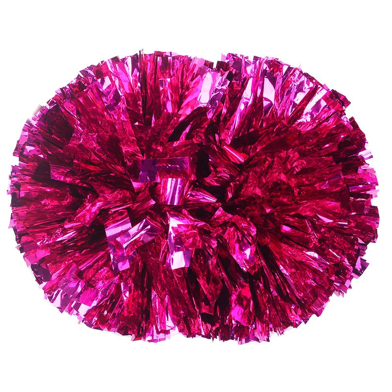 Colorful Handle Cheerleading Pom Poms – Big Silver, Red, Yellow & Blue Dance Balls for Kids & Women