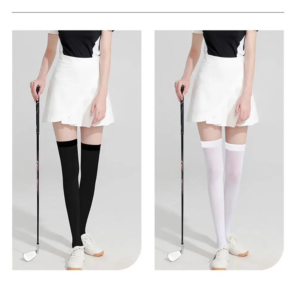 Women’s Golf Socks – Ice Silk UPF50 UV Protection, High Elastic Over-Knee Stockings