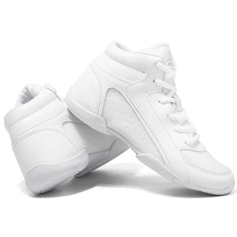 BAXINIER Girls White High-Top Cheer Shoes – Lightweight Youth Dance & Tennis Sneakers