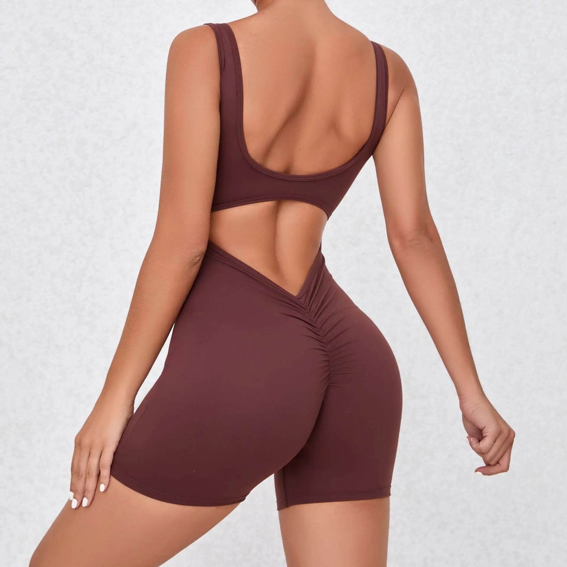 Women’s Backless Yoga Jumpsuit – One-Piece Bodycon Workout Romper