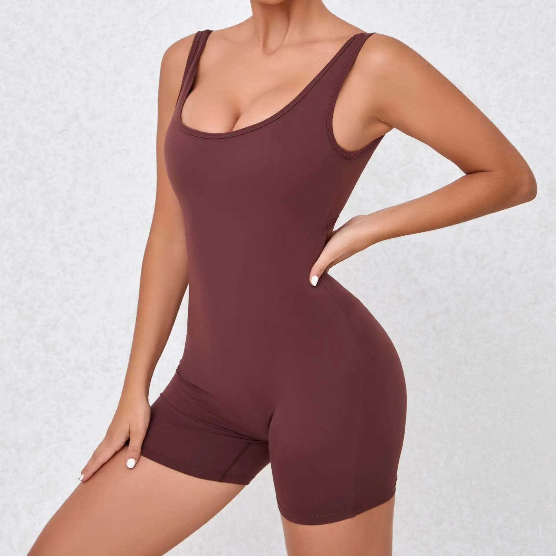 Women’s Backless Yoga Jumpsuit – One-Piece Bodycon Workout Romper
