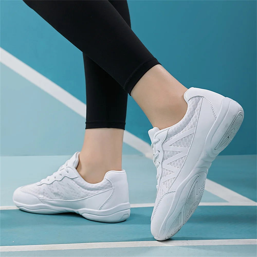 BAXINIER Girls White Cheer Shoes Trainers  Breathable Training Dance Tennis Shoes Lightweight Youth Cheer Competition Sneakers