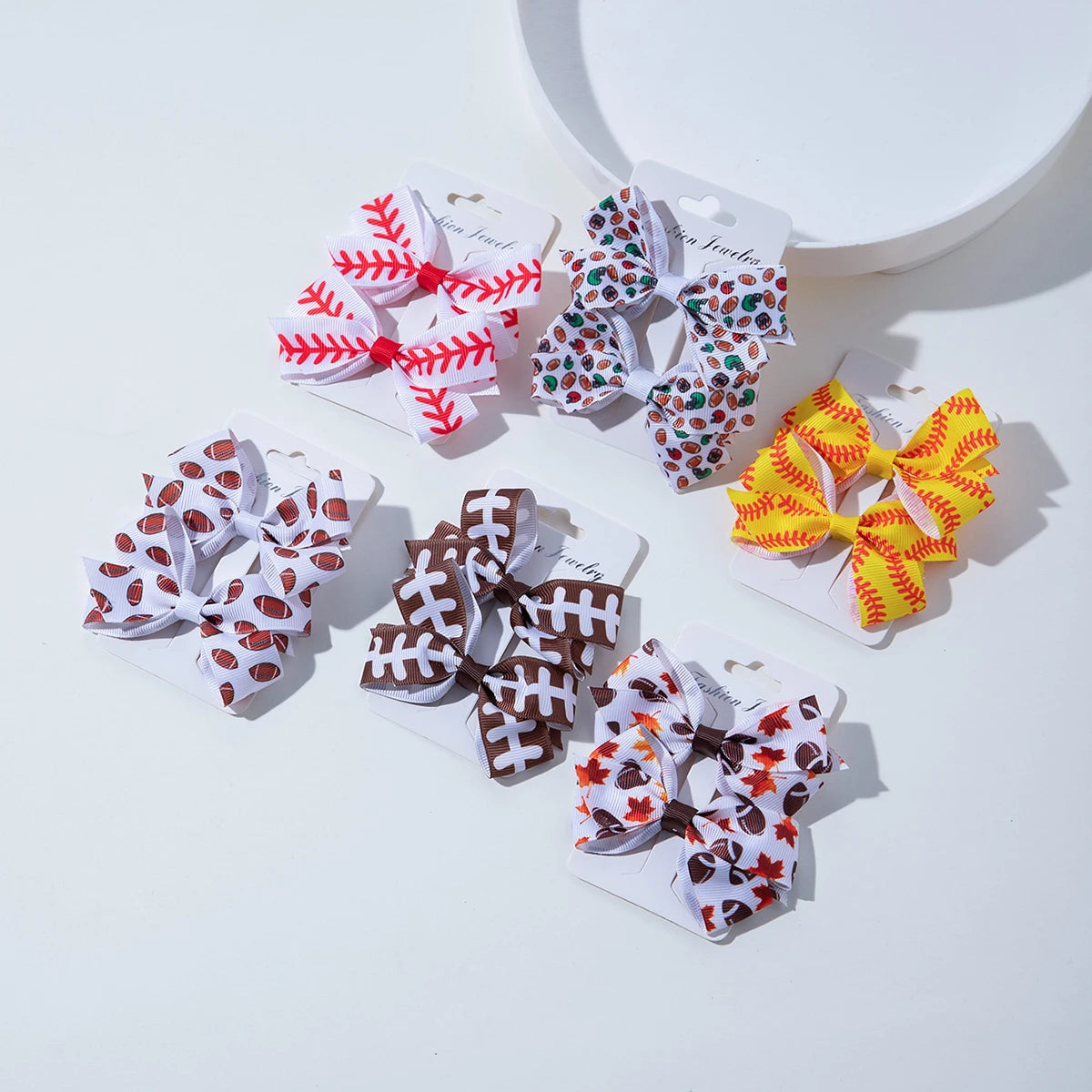 2Pcs Cheer Hair Bow Clips – Cute Ribbon Barrettes for Girls & Kids