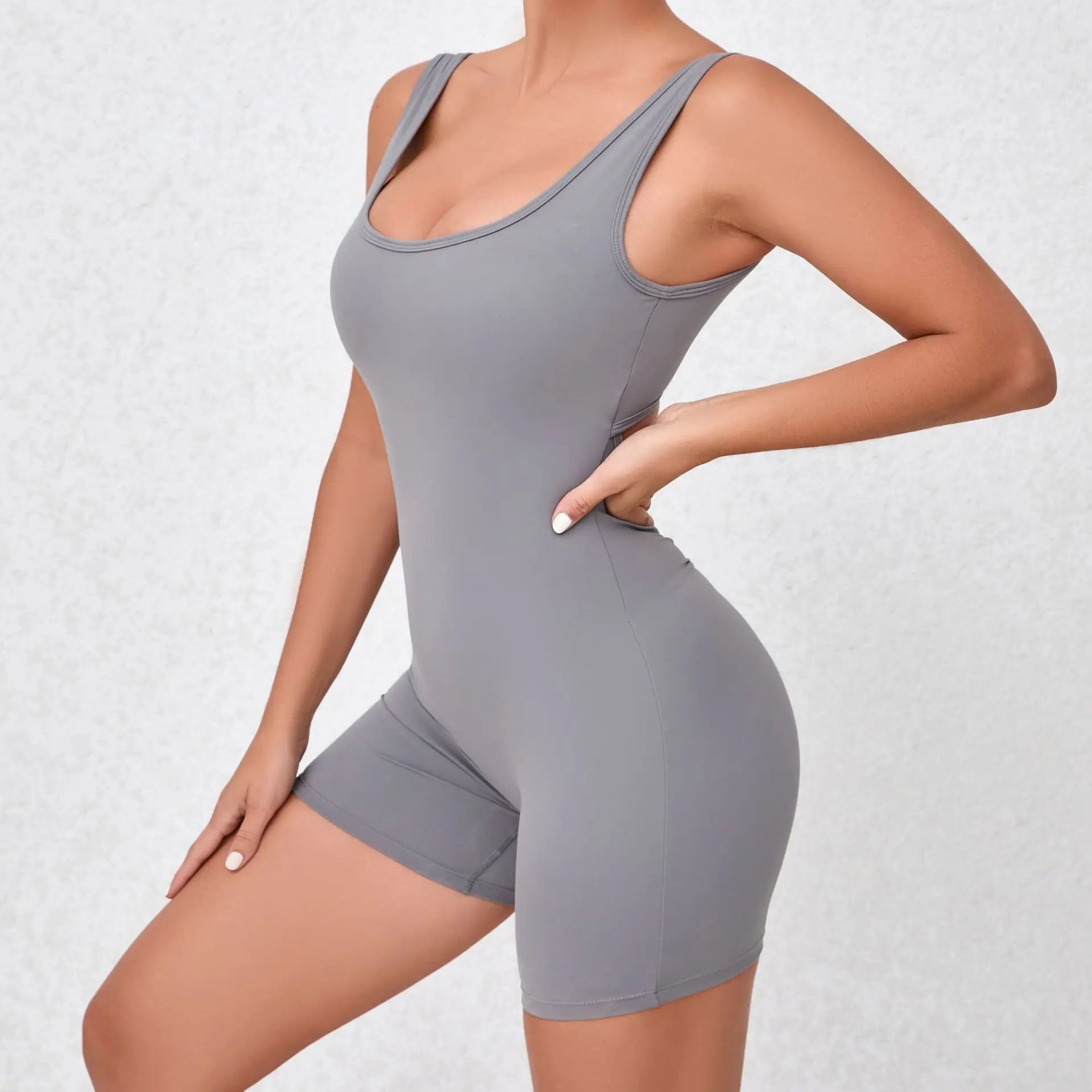 Women’s Backless Yoga Jumpsuit – One-Piece Bodycon Workout Romper