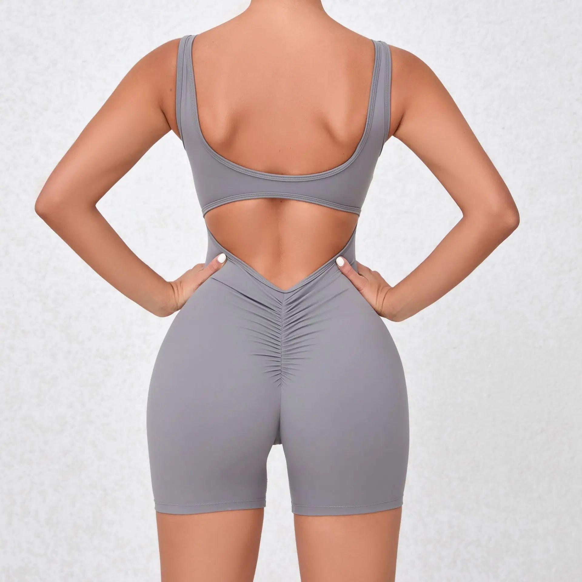 Women’s Backless Yoga Jumpsuit – One-Piece Bodycon Workout Romper