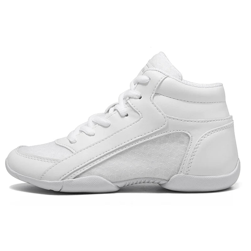 BAXINIER Girls White High-Top Cheer Shoes – Lightweight Youth Dance & Tennis Sneakers