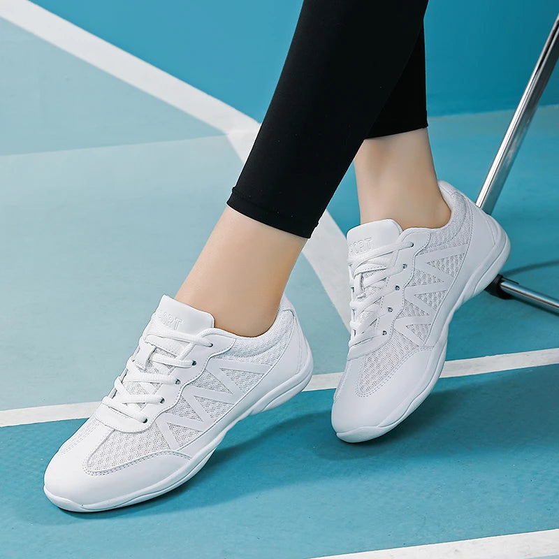 New Cheerleading & Dance Shoes – Kids & Women’s Competitive Aerobics White Jazz Sneakers