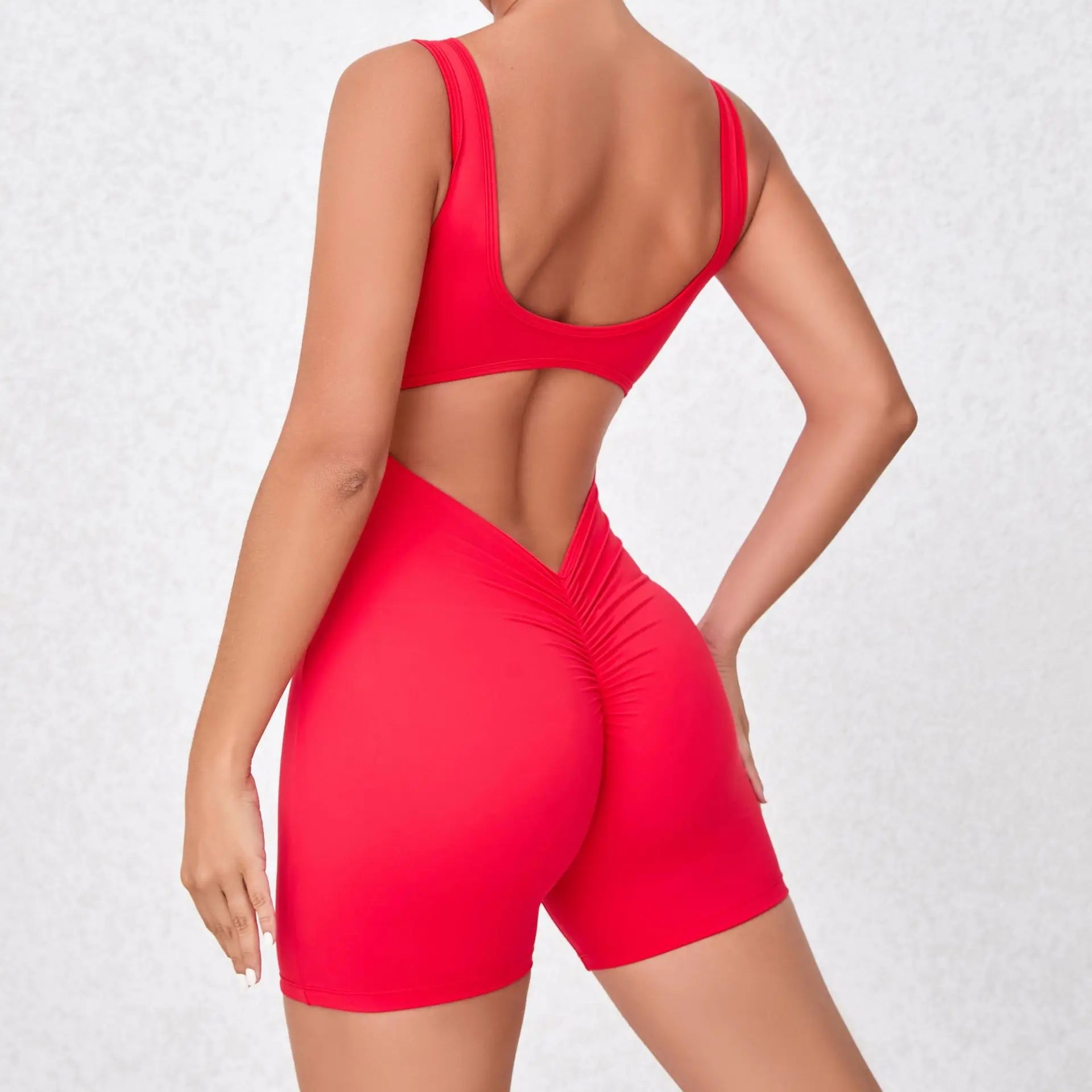 Women’s Backless Yoga Jumpsuit – One-Piece Bodycon Workout Romper