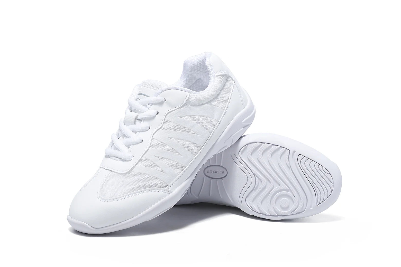 BAXINIER Girls White Cheer Shoes Trainers  Breathable Training Dance Tennis Shoes Lightweight Youth Cheer Competition Sneakers