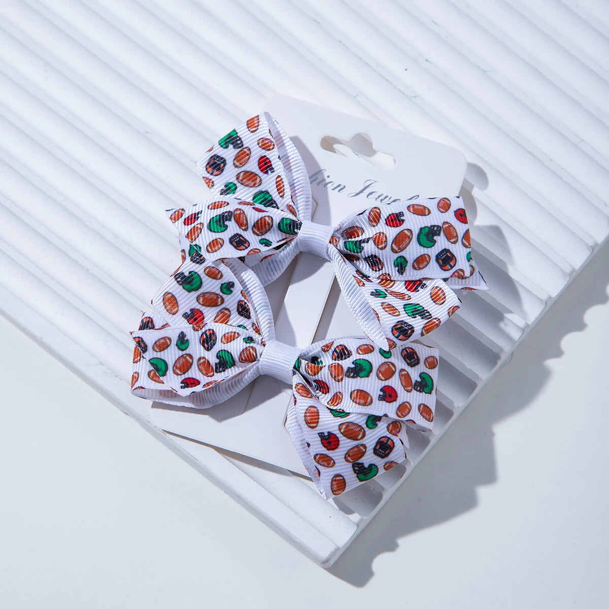 2Pcs Cheer Hair Bow Clips – Cute Ribbon Barrettes for Girls & Kids