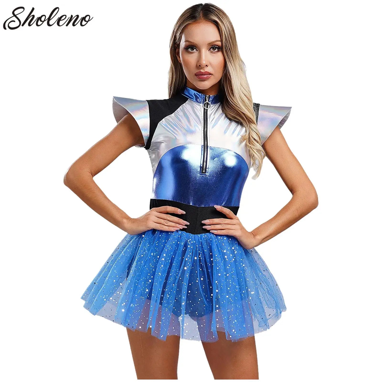 Adult Silver Astronaut Costume – Women’s Alien Tutu Dress & Jumpsuit for Halloween
