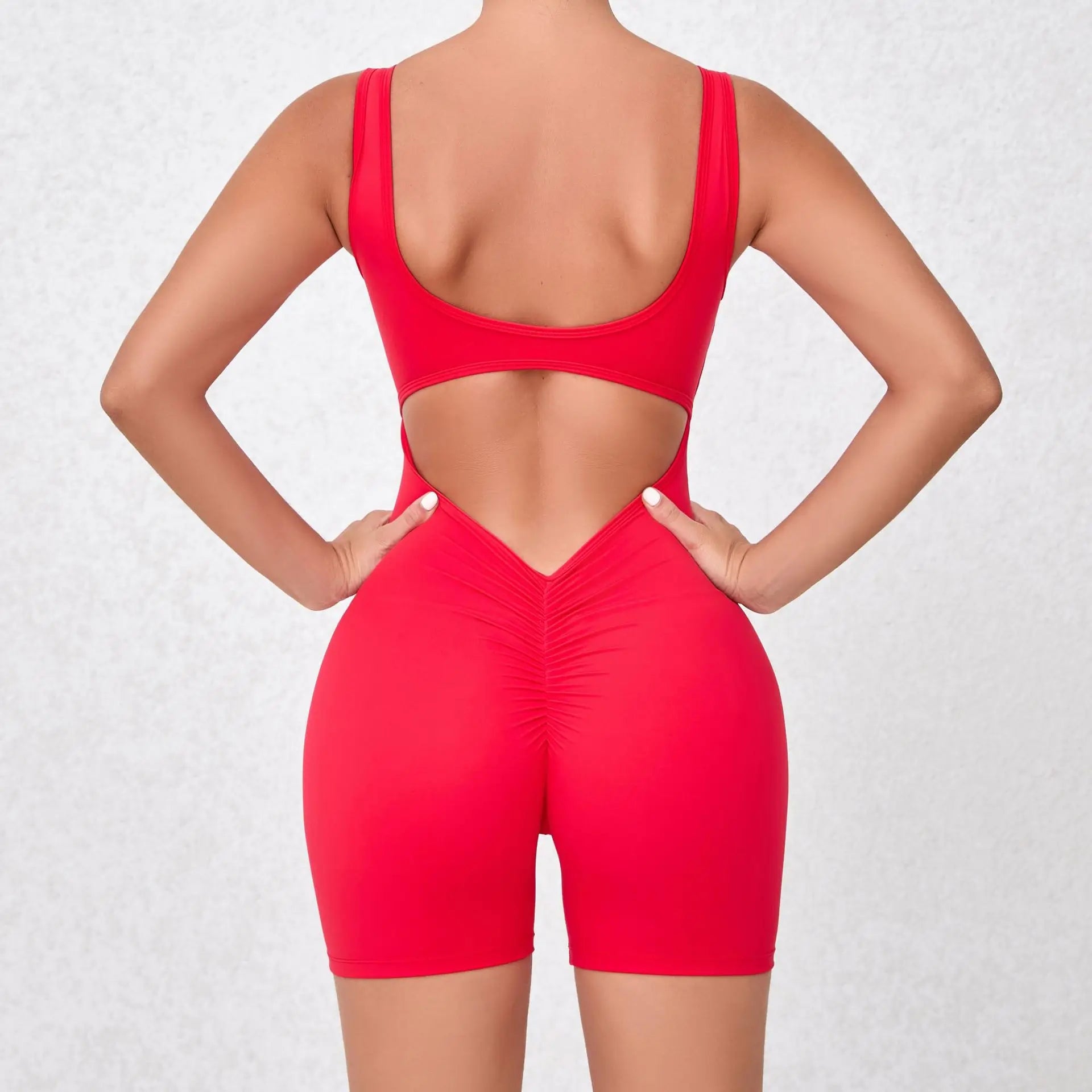 Women’s Backless Yoga Jumpsuit – One-Piece Bodycon Workout Romper