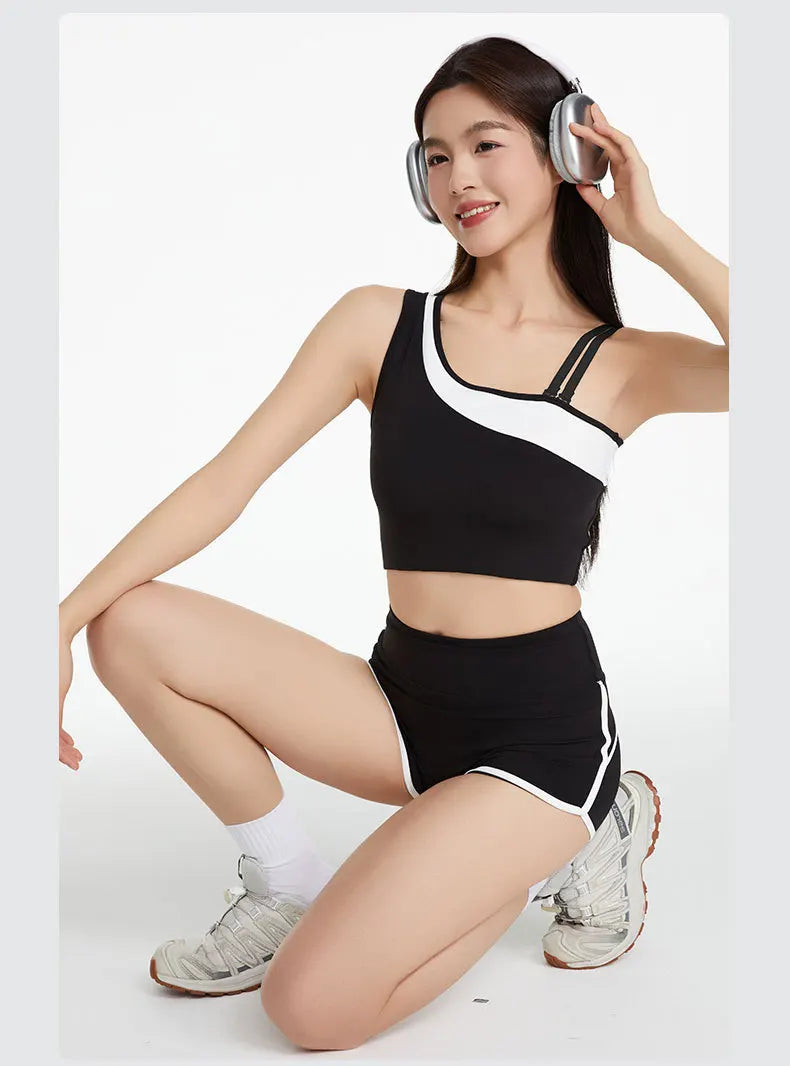 VigoBreviya 2025 Women's One-Shoulder Yoga Set – 2-Piece Quick-Dry Fitness Outfit