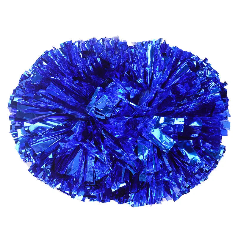 Colorful Handle Cheerleading Pom Poms – Big Silver, Red, Yellow & Blue Dance Balls for Kids & Women