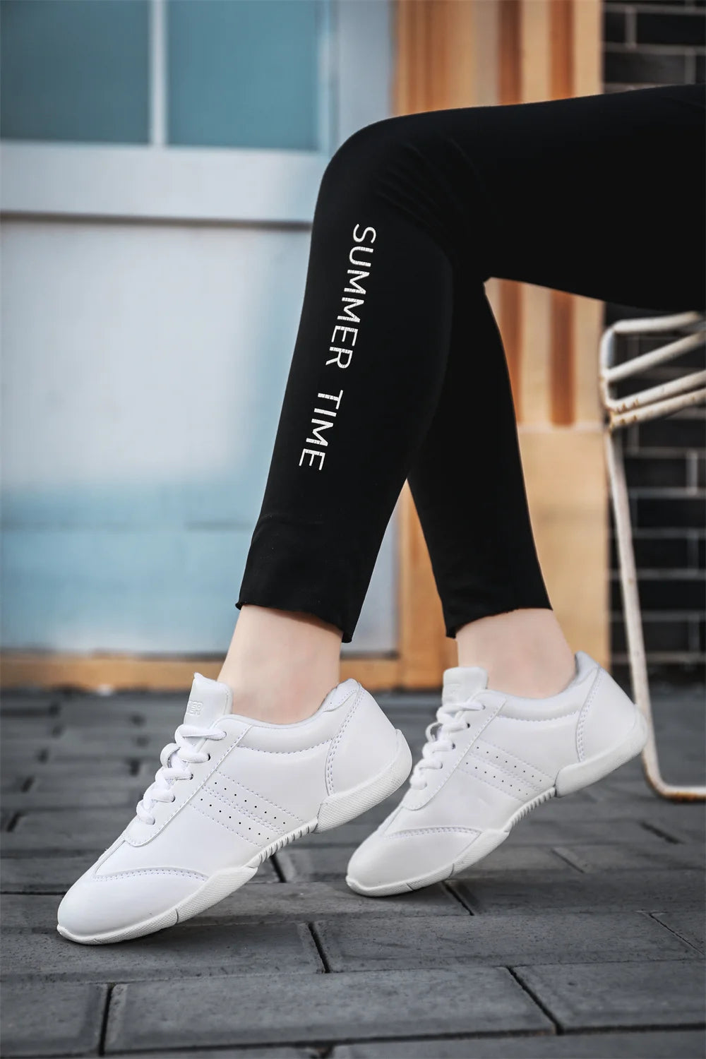 BAXINIER Youth Girls White Cheerleading Athletic Training Sneakers – Lightweight & Competition Ready