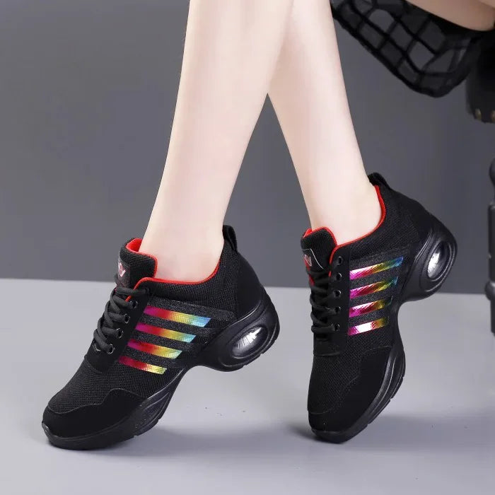 Summer Mesh Dance Shoes – Women’s Square Fitness & Running Sneakers